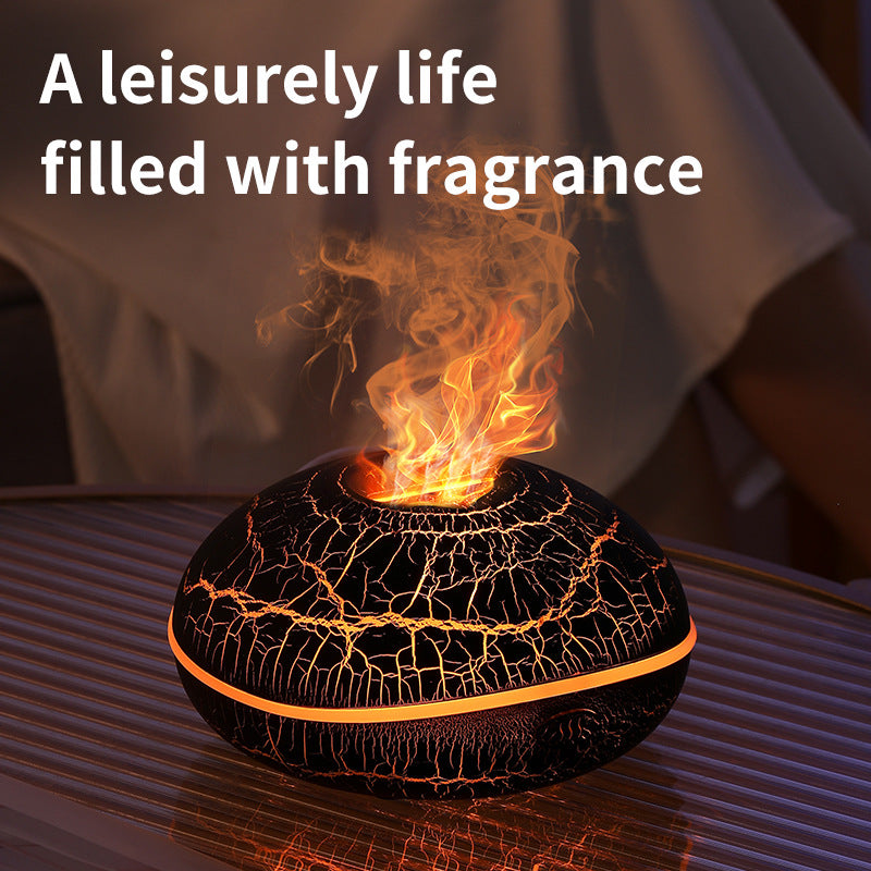 Crack color Mini USB Aromatherapy Diffuser with Flame Projection - Portable Humidifier for Home and Car Use V888-ELOSUNG34482