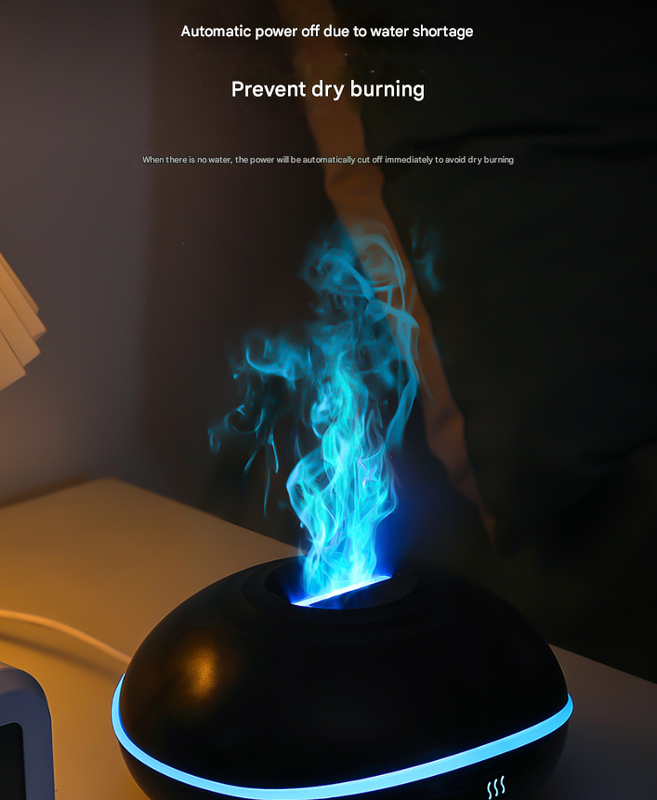 Crack color Mini USB Aromatherapy Diffuser with Flame Projection - Portable Humidifier for Home and Car Use V888-ELOSUNG34482