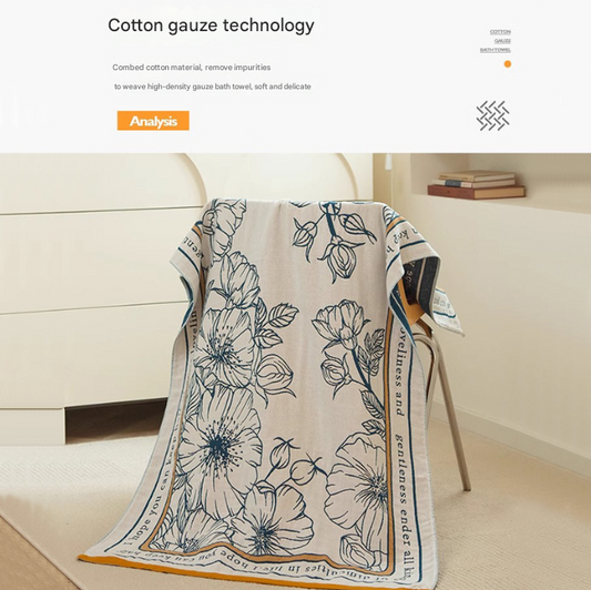 Flower Fairy 40S Pure Cotton Gauze Bath Towel - Extra Large, Thick, Soft, and Highly Absorbent for Adults V888-ELOSUNG34483