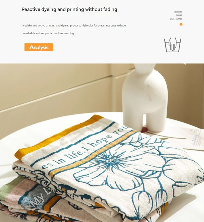 Lily 40S Pure Cotton Gauze Bath Towel - Extra Large, Thick, Soft, and Highly Absorbent for Adults V888-ELOSUNG34485