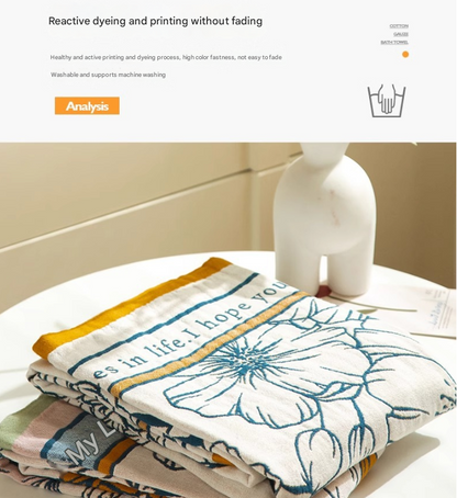 Among the flower fields 40S Pure Cotton Gauze Bath Towel - Extra Large, Thick, Soft, and Highly Absorbent for V888-ELOSUNG34486