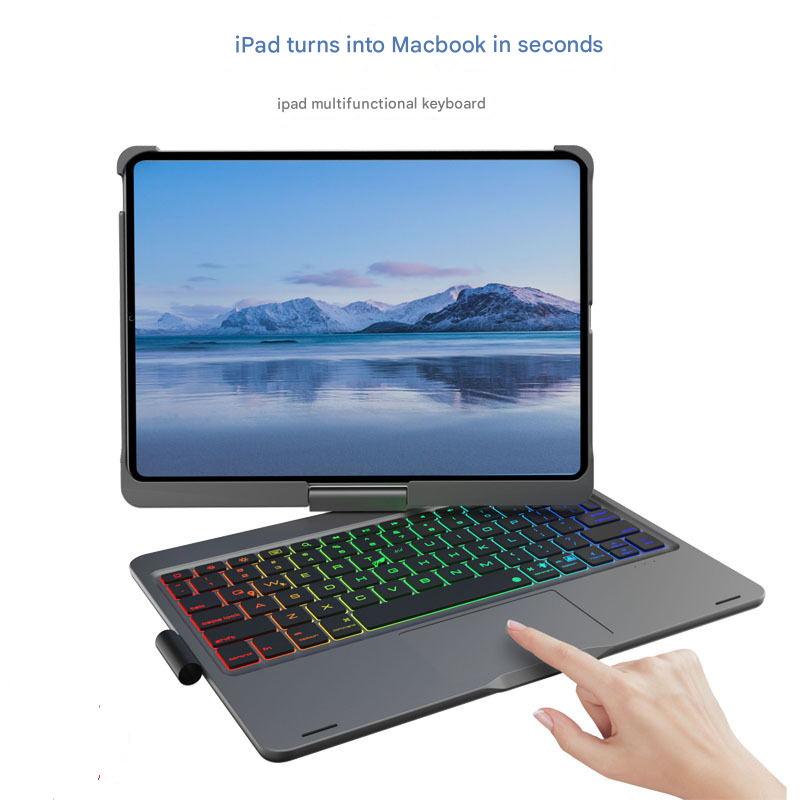 Silver Magic Keyboard Case for ipad Air6/Air7 11-inch, Bluetooth Keyboard with RGB Backlight & Precision V888-ELOSUNG34501