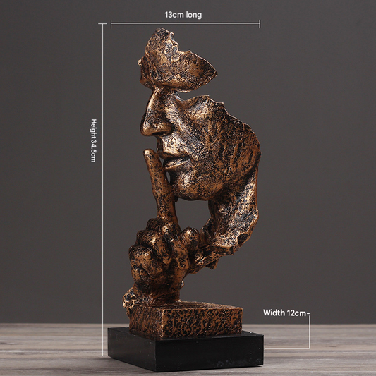 Gold Modern 'Silence is Golden' Abstract Sculpture - Nordic Resin Art Statue for Office & Living Room Decor V888-ELOSUNG34503