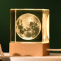 The Moon Luminous 3D Crystal Cube Night Light - Laser Engraved Artwork with Solid Wood Base V888-ELOSUNG34511