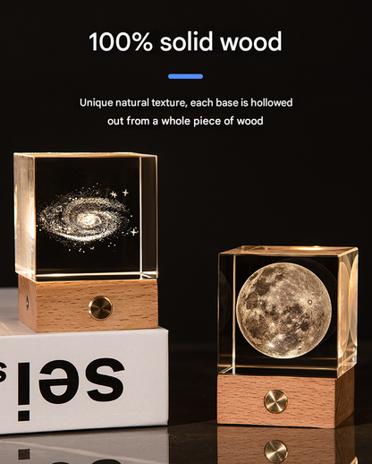 Stroll through the starry sky Luminous 3D Crystal Cube Night Light - Laser Engraved Artwork with Solid Wood V888-ELOSUNG34514