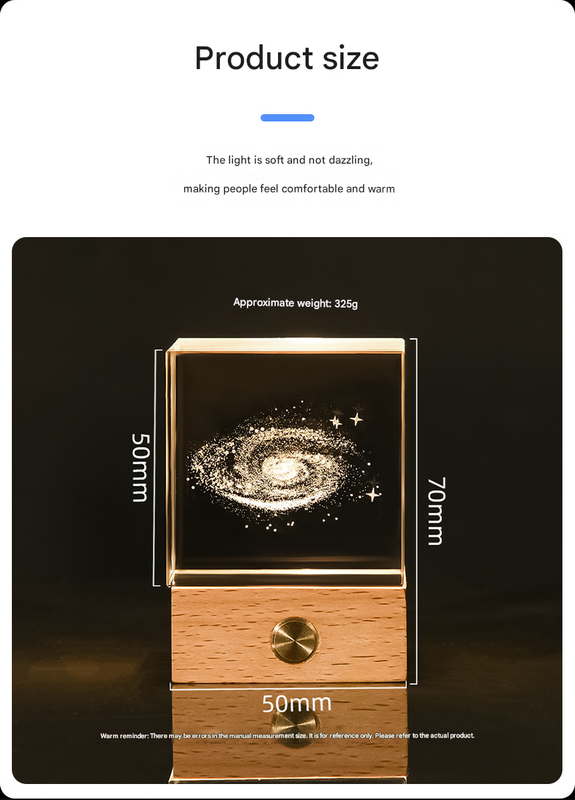 Stroll through the starry sky Luminous 3D Crystal Cube Night Light - Laser Engraved Artwork with Solid Wood V888-ELOSUNG34514