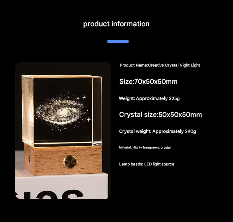 Stroll through the starry sky Luminous 3D Crystal Cube Night Light - Laser Engraved Artwork with Solid Wood V888-ELOSUNG34514