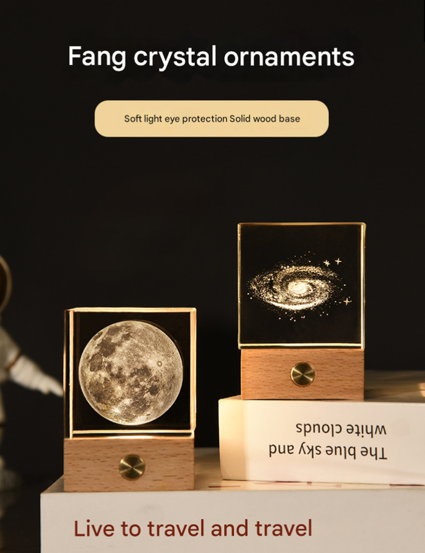 The Big Dipper Luminous 3D Crystal Cube Night Light - Laser Engraved Artwork with Solid Wood Base V888-ELOSUNG34516