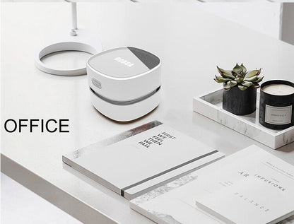 White Rechargeable Cordless Mini Desktop Vacuum - Portable Handheld Cleaner for Desk, Keyboard, Crumb & Dust V888-ELOSUNG34523