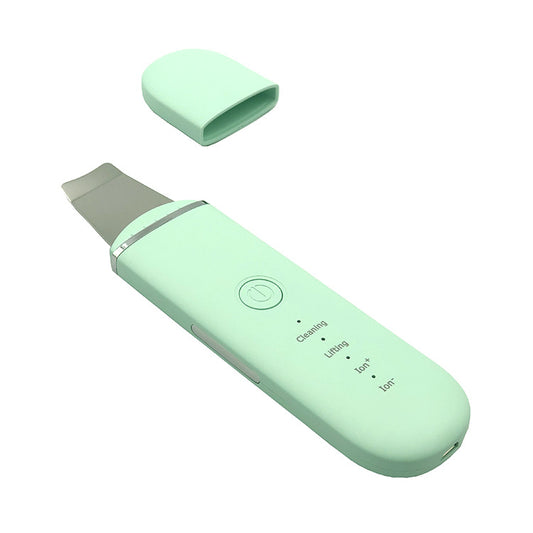 Green Professional Ultrasonic Skin Scrubber - 4-in-1 Facial Spatula for Deep Cleaning, Blackhead Removal, and V888-ELOSUNG34539