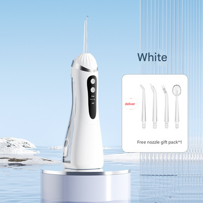 White Cordless Water Flosser & Oral Irrigator - Portable Teeth Cleaner with 3 Modes & 4 Jet Tips V888-ELOSUNG34542
