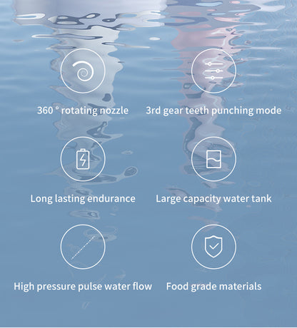 Blue Cordless Water Flosser & Oral Irrigator - Portable Teeth Cleaner with 3 Modes & 4 Jet Tips V888-ELOSUNG34544