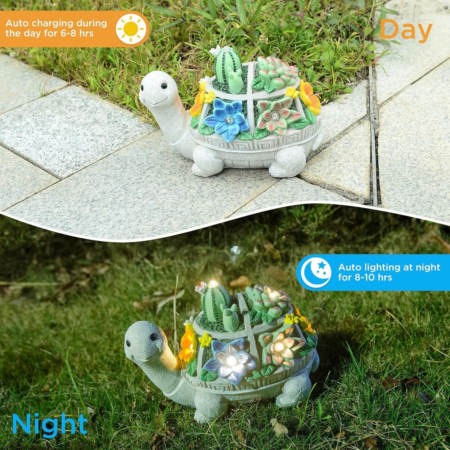 Rabbit and Butterfly Charming Solar-Powered Animal Garden Statue - Waterproof Resin Figurine with Glowing LED V888-ELOSUNG34545