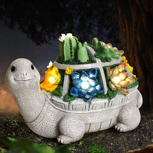 Cactus turtle Charming Solar-Powered Animal Garden Statue - Waterproof Resin Figurine with Glowing LED Accents V888-ELOSUNG34550