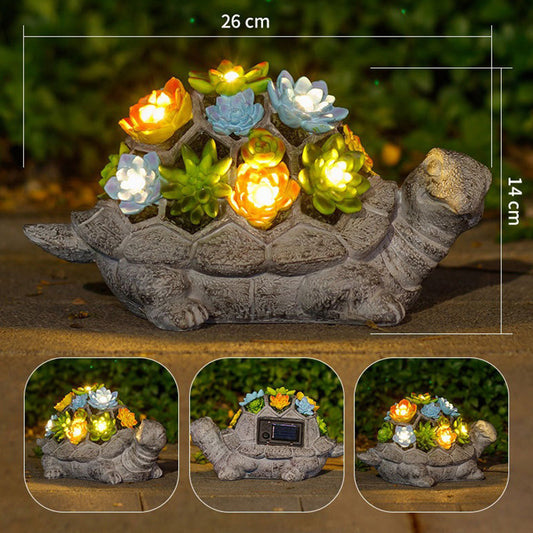 Big turtle Charming Solar-Powered Animal Garden Statue - Waterproof Resin Figurine with Glowing LED Accents V888-ELOSUNG34551