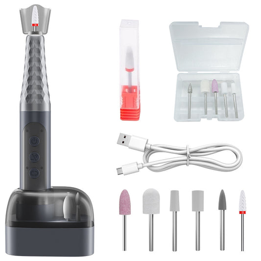 Grey Professional Electric Nail Drill Kit - 6-Speed 18000RPM Rechargeable Manicure & Pedicure File for V888-ELOSUNG34557