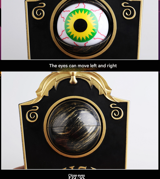 2-Piece Black Halloween Animated Eyeball Doorbell - Spooky Light-Up Prop with Scary Sounds for Party & Door V888-ELOSUNG34558