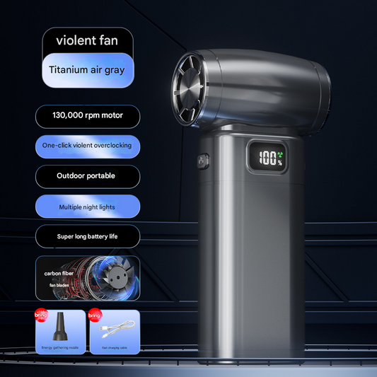 Black Portable High-Speed Turbo Fan & Air Duster - 130,000 RPM Brushless Motor, Rechargeable Blower V888-ELOSUNG34589