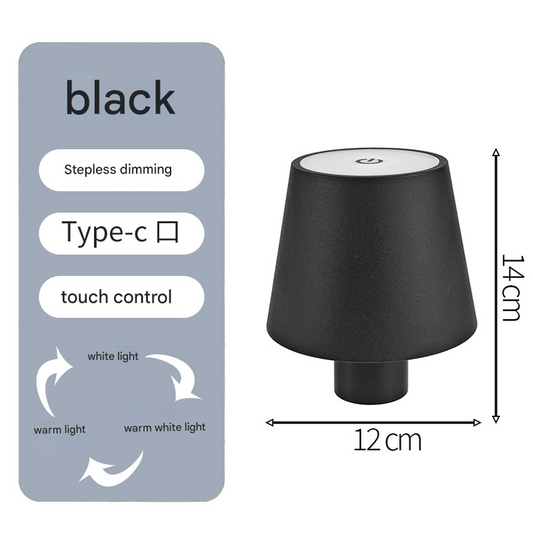 Smooth black Cordless LED Bottle Lamp - Rechargeable Touch-Control Table Light with 3 Color Modes for Bar & V888-ELOSUNG34594