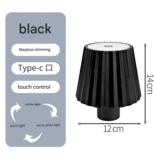 Striped black Cordless LED Bottle Lamp - Rechargeable Touch-Control Table Light with 3 Color Modes for Bar & V888-ELOSUNG34597