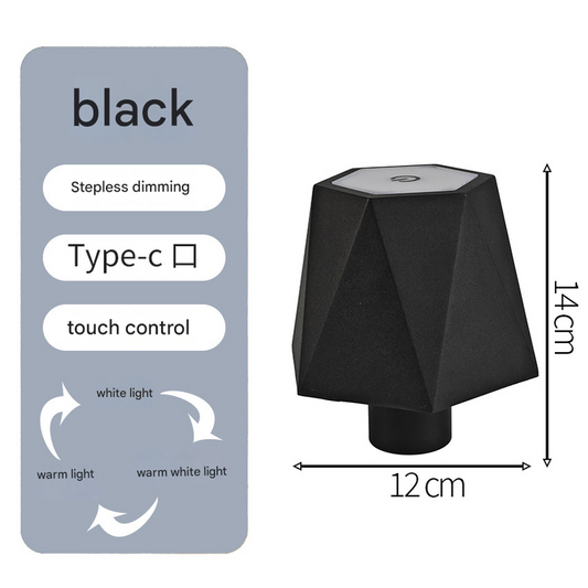 Triangular black Cordless LED Bottle Lamp - Rechargeable Touch-Control Table Light with 3 Color Modes for Bar V888-ELOSUNG34600