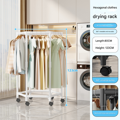 White single layer 360 degrees Rotating Portable Garment Rack - Heavy Duty Rolling Clothes Stand with Wheels V888-ELOSUNG34606
