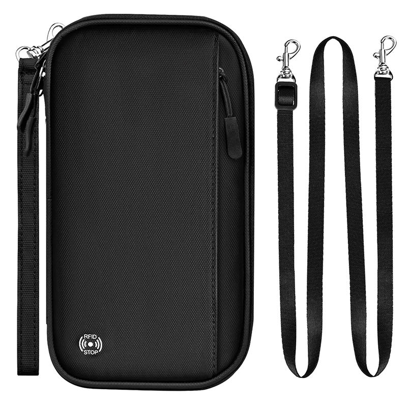 Black RFID Blocking Travel Wallet - Multi-functional Large Capacity Passport Holder & Card Organizer with V888-ELOSUNG34623