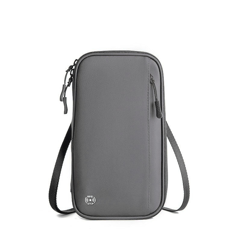 Grey RFID Blocking Travel Wallet - Multi-functional Large Capacity Passport Holder & Card Organizer with V888-ELOSUNG34624