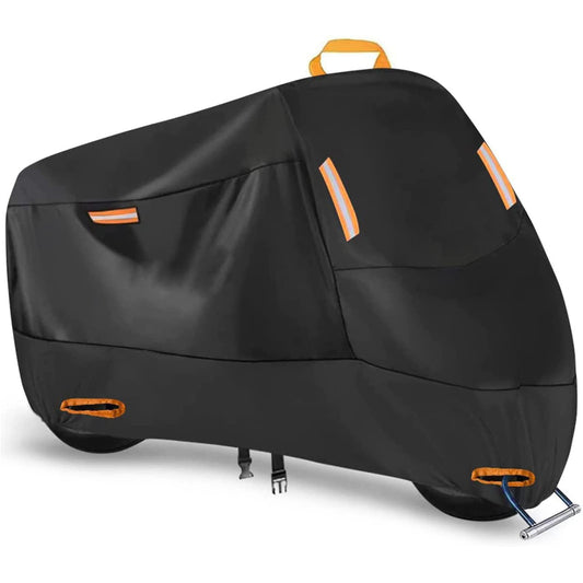 Heavy Duty 212D Waterproof Motorcycle Cover - All Season Outdoor Protection with Lock Holes & Windproof V888-ELOSUNG34629