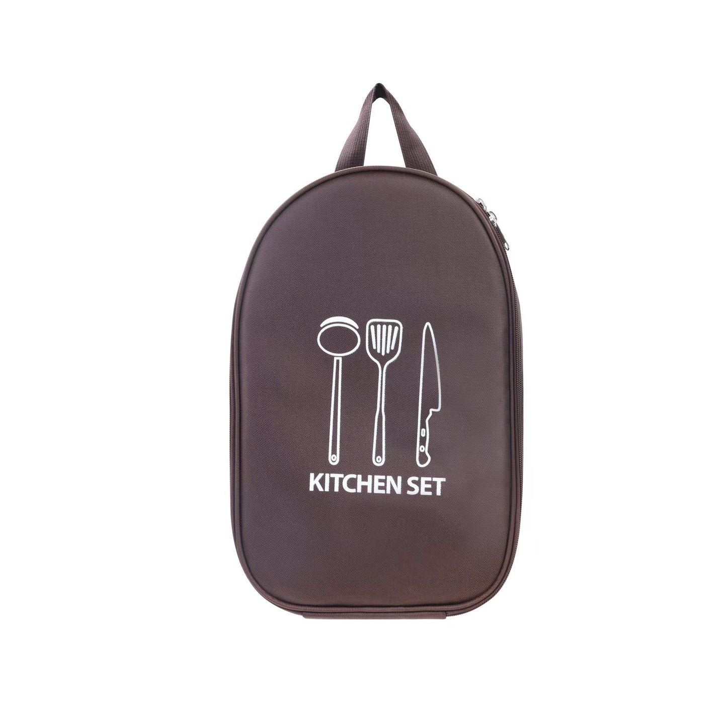 Brown Portable Camping Kitchen Utensil Organizer - Travel Cookware Storage Bag for BBQ & Picnics V888-ELOSUNG34639