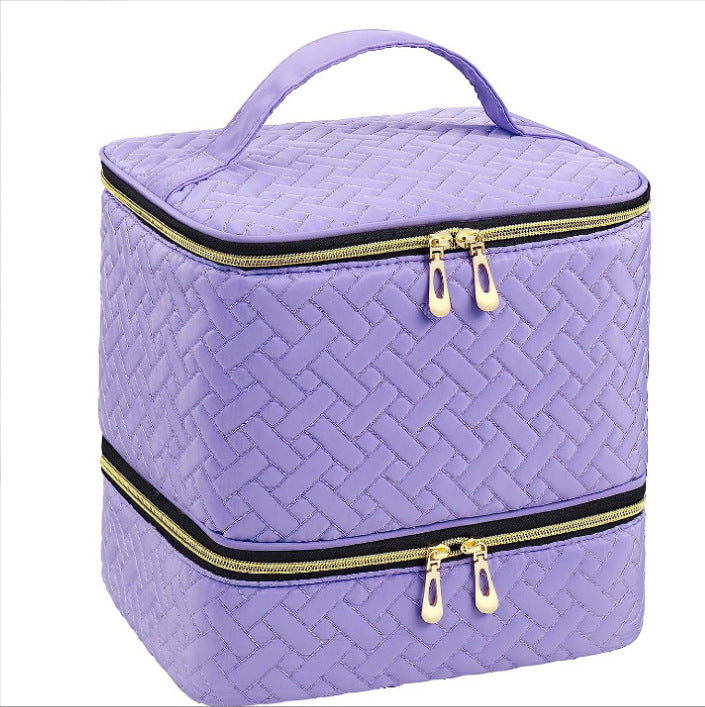 Purple Professional Nail Polish Organizer Case for 30 Bottles & UV Lamp - Double-Layer Travel Storage Bag V888-ELOSUNG34649