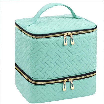 Green Professional Nail Polish Organizer Case for 30 Bottles & UV Lamp - Double-Layer Travel Storage Bag V888-ELOSUNG34650