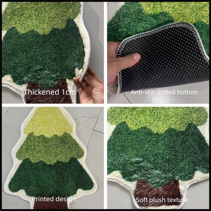 Green Christmas tree style Festive Christmas Shaped Floor Mat - Plush Non-Slip Holiday Accent Rug(Style 1) V888-ELOSUNG34664