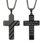 Black Men's Textured Cross Necklace - Stainless Steel Pendant with Inspirational Message V888-ELOSUNG34673
