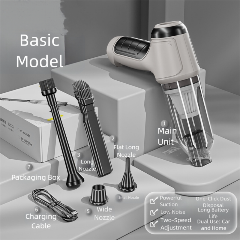Grayish-white Multi-Functional Cordless Handheld Vacuum Cleaner - Powerful Blower & Inflator for Car and Home V888-ELOSUNG34675