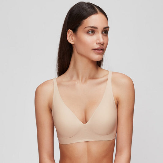 Light skin tone Women's Seamless Wireless Comfort Bra - Flexible Gel Support Deep V T-Shirt Bra(Size: L) V888-ELOSUNG34689