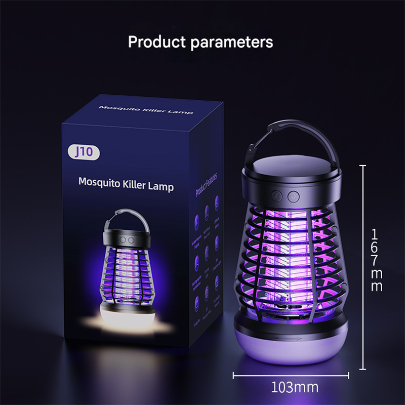 White Rechargeable 3-in-1 Bug Zapper Lantern - Portable UV Mosquito Killer with Camping Light & SOS Mode V888-ELOSUNG34697