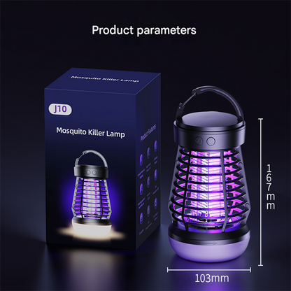 Black Rechargeable 3-in-1 Bug Zapper Lantern - Portable UV Mosquito Killer with Camping Light & SOS Mode V888-ELOSUNG34698