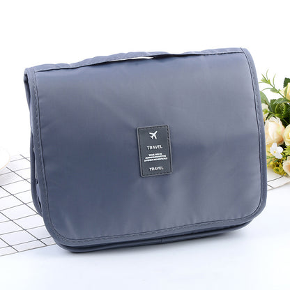 Grey Portable Hanging Travel Toiletry Bag - Large Capacity Cosmetic & Wash Organizer with Sturdy Hook V888-ELOSUNG34699