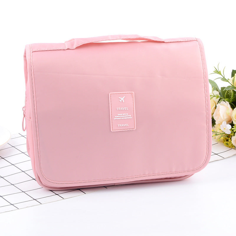 Pink Portable Hanging Travel Toiletry Bag - Large Capacity Cosmetic & Wash Organizer with Sturdy Hook V888-ELOSUNG34700