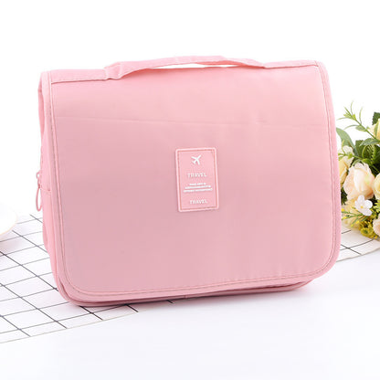 Pink Portable Hanging Travel Toiletry Bag - Large Capacity Cosmetic & Wash Organizer with Sturdy Hook V888-ELOSUNG34700
