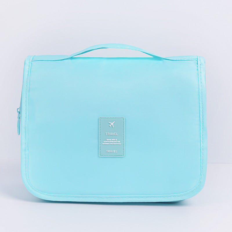 Bright blue Portable Hanging Travel Toiletry Bag - Large Capacity Cosmetic & Wash Organizer with Sturdy Hook V888-ELOSUNG34702