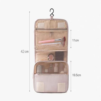 Black Portable Hanging Travel Toiletry Bag - Large Capacity Cosmetic & Wash Organizer with Sturdy Hook V888-ELOSUNG34703