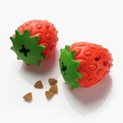 Red Durable Strawberry Treat Dispensing Dog Toy - Interactive Slow Feeder & Dental Chew(Medium size) V888-ELOSUNG34704