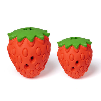 Red Durable Strawberry Treat Dispensing Dog Toy - Interactive Slow Feeder & Dental Chew(Trumpet) V888-ELOSUNG34705