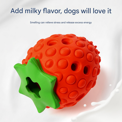 Red Durable Strawberry Treat Dispensing Dog Toy - Interactive Slow Feeder & Dental Chew(Trumpet) V888-ELOSUNG34705