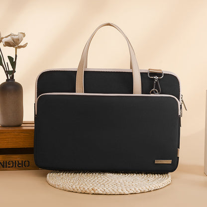 Black Chic Padded Laptop Bag for 15.6-Inch Notebooks - Versatile Shoulder Briefcase with Trolley Strap V888-ELOSUNG34714