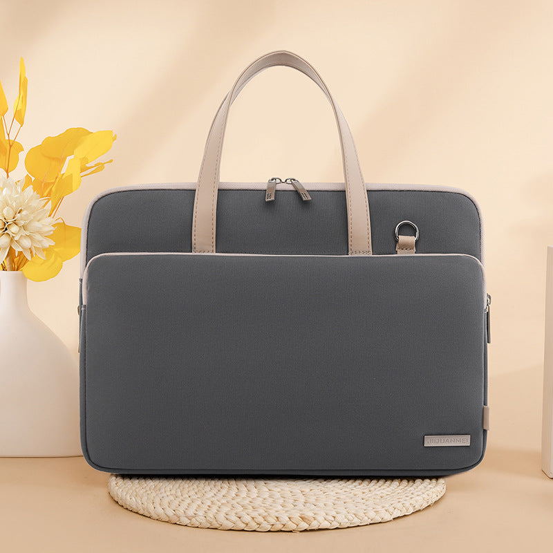 Grey Chic Padded Laptop Bag for 15.6-Inch Notebooks - Versatile Shoulder Briefcase with Trolley Strap V888-ELOSUNG34718