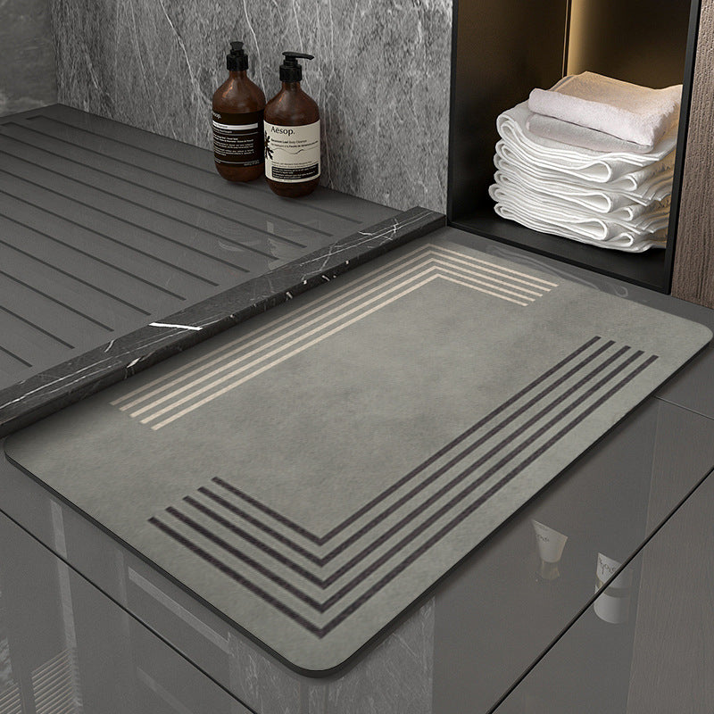 Grey Polarization reversal Modern Absorbent Diatomaceous Earth Bath Mat - Quick Dry, Non-Slip, Soft Bathroom V888-ELOSUNG34723