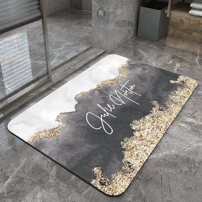 Grey Ink White Modern Absorbent Diatomaceous Earth Bath Mat - Quick Dry, Non-Slip, Soft Bathroom Floor Mat V888-ELOSUNG34724